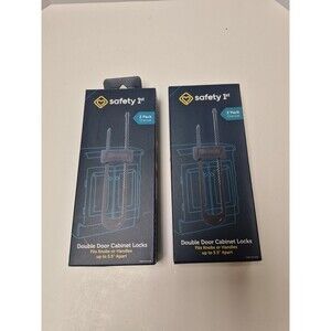 NIB Safety 1st Double Door Baby-Proofing Cabinet Locks - 2 - 2pks of 2 Charcoal